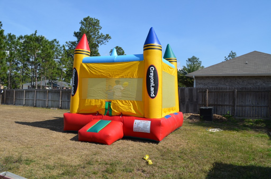 The bouncy house, rented from Hurlburt Field Outdoor Recreation.