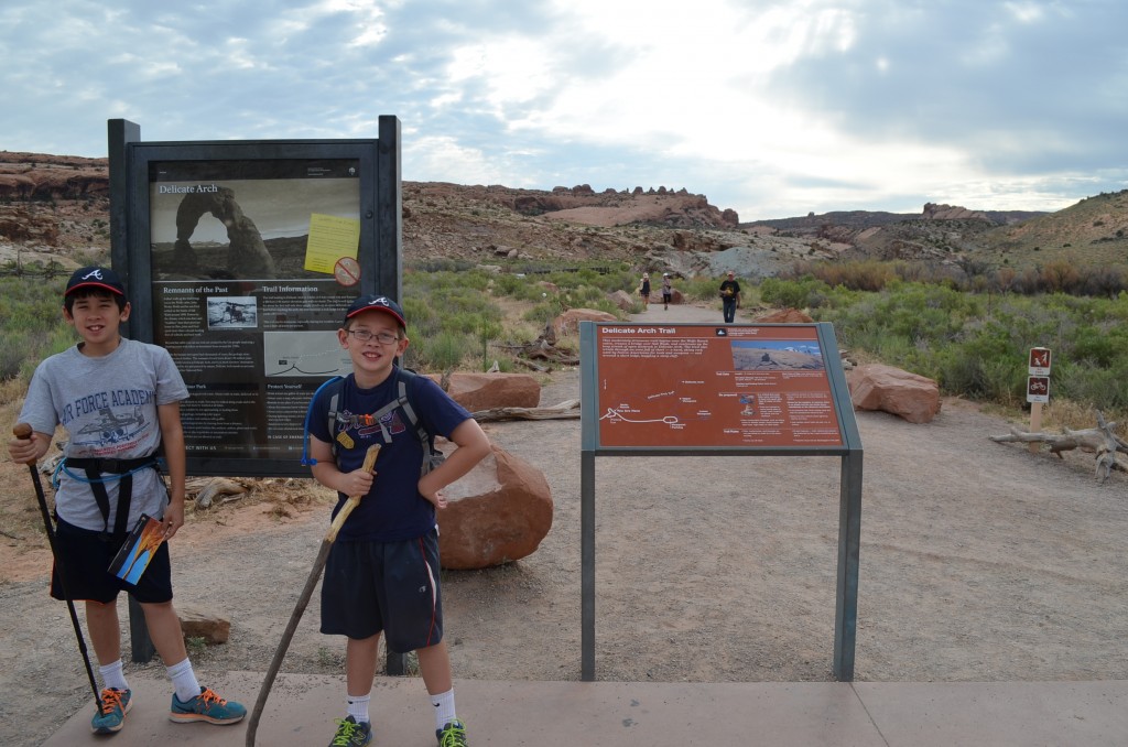 At the Delicate Arch trailhead. Get there early! The parking spaces will fill up quickly.