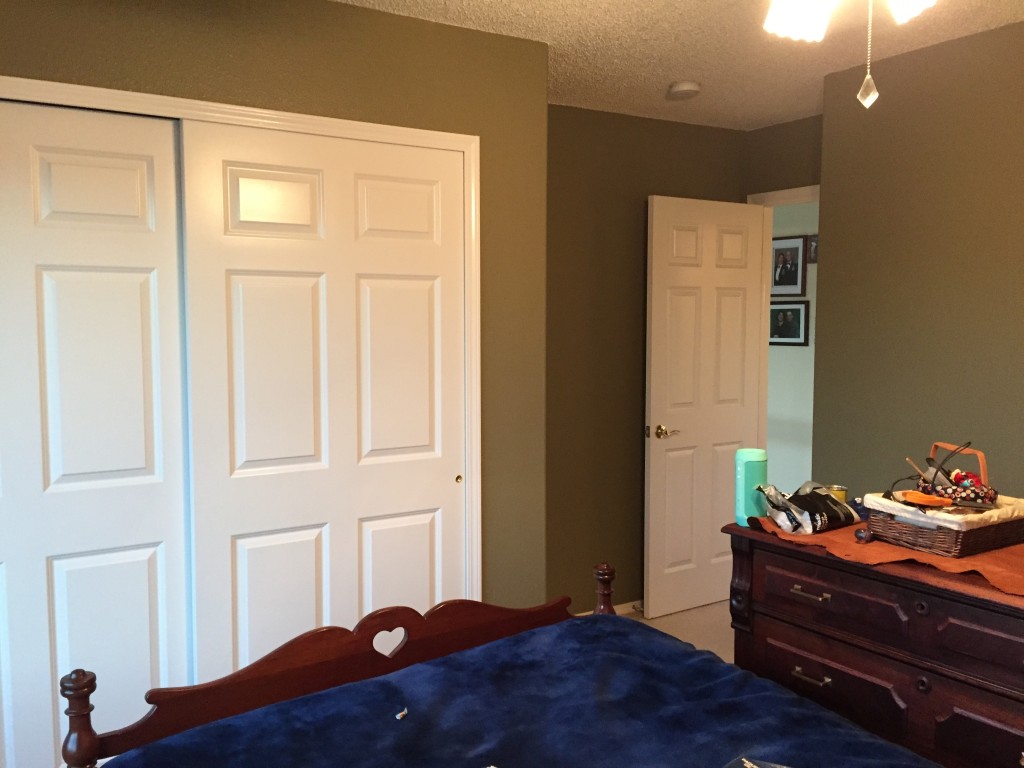 Most of the room is this color: Behr Ultra Premium Plus in a color called "Dry Pasture". 